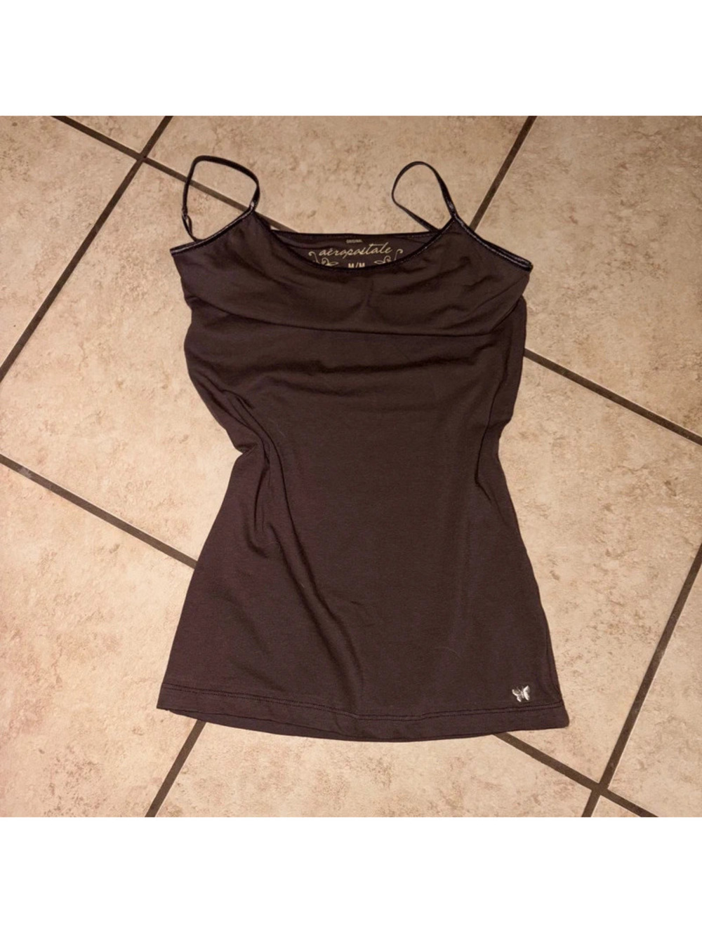 Aeropostale Y2K 2000’s Style Brown Cami with Butterfly Embroidery